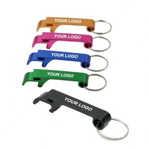 Customized Mini Portable Pocket Metal Bar Tools Aluminum <b>Key</b> <b>Ring</b> Keychain Beer Bottle Opener - Product Image 1