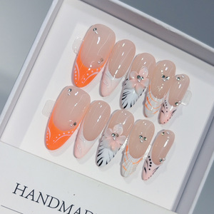 ขายส่งเล็บปลอมเพ้นท์ลายเจล 10 ชิ้น สวยงามหรูหรา ดีไซน์สั่งทำได้ ทำมือ - Product Image 3