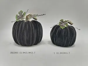 Accessoires de décoration de fête à la maison Halloween Farmhouse Harvest Artificial Black Pumpkin Decor