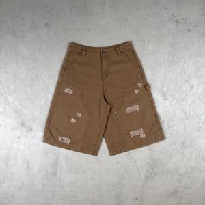 Pantalones Cortos Cargo de Algodón Texturizado de 310g, Estilo Urbano para Hombre, con Cordón Ajustable y Estampado Medio, Lavado Enzimático Desgastado - Product Image 2