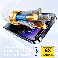 Nylon Geflochtenes 60W USB-C zu C PD Schnellladekabel Langlebig Bruchsicher OEM ODM Verfügbar für Großbestellungen