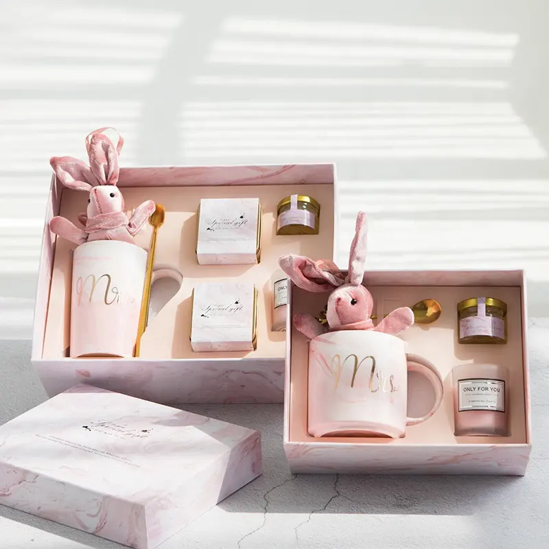 Ingrosso confezione regalo in due pezzi scatola di cartone con Logo personalizzato confezione regalo in marmo con borsa