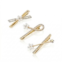Accessoires capillaires pour filles : Barrettes latérales en alliage ornées de strass et de petites fleurs de perles, pinces à franges et pinces à cheveux pour le front