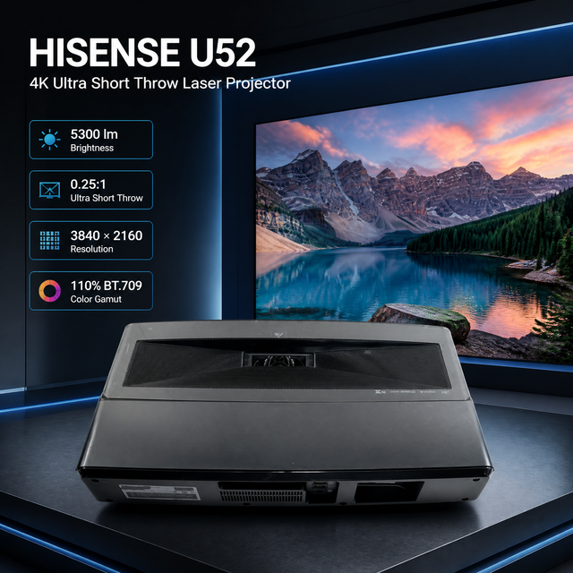 Hisense 4K Laser UST Projector 5300 Lumens 0.25 Throw Ratio DLP For Office Meeting Room University Classroom