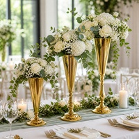 Großhandel Gold Silber Eisen Trompetenvasen für Hochzeitstisch-Dekoration Event Party Heim-Dekor