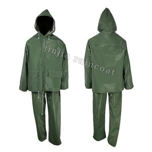 싼 방수 비옷 산업 작업 무거운 의무 PVC 비 세트 2 조각 비 재킷 바지 내구성 비 코트 방수 - Product Image 6