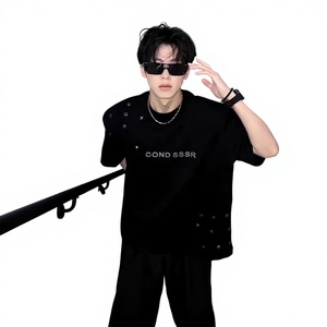 <span class=keywords><strong>Camiseta</strong></span> de <span class=keywords><strong>Manga</strong></span> <span class=keywords><strong>Corta</strong></span> para Hombre, Estilo Urbano Americano 2025, Diseño Exclusivo de Verano, con <span class=keywords><strong>Hombreras</strong></span>, Marca de Moda, Estampado 3D con Letras - Product Image 1