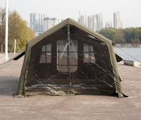 Tente de camping d'été en coton TC vert avec deux chambres, un salon, imperméable, portable, expansion à colonnes d'air 8+8, design camouflage