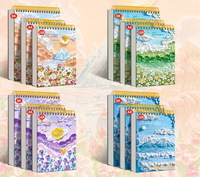 Carnet de dessin A4 à couverture rigide 3 mm, imprimé floral, épaissi 160 g, pages vierges, lignes perforées, carnet de croquis 8K, carnet de gribouillage 16K, reliure spirale