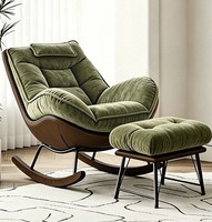 Fauteuil à bascule moderne et ergonomique, chaise à bascule avec base en bois et structure en métal, chaise longue pour la maison, le salon, la chambre à coucher