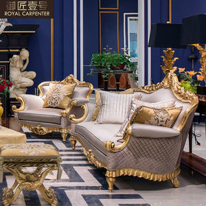 Francese di lusso stile europeo combinazione di 123 francese in legno massello divano in tessuto per soggiorno di lusso Set - Product Image 2