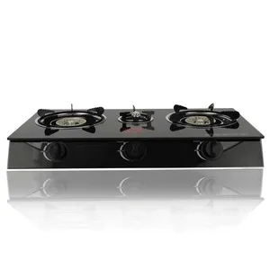 Household 3 Burners Gas Cookers Stove Durable Kitchenware Tempered Glass Gas Cooker Stove