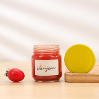 Botol Kaca Bulat Transparan 100ml untuk Makanan dengan Tutup Logam Kuning untuk Selai, Madu, Saus, dan Sambal