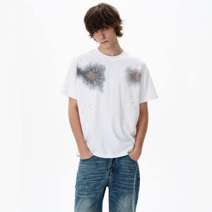 Ropa Urbana de Alta Calidad, 100% Algodón Tejido, 300 Gsm, Transpirable, Corte Holgado, Manga Corta, Diseño de Fuegos Artificiales Personalizado - Product Image 5