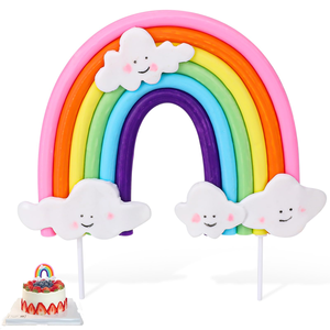 ท็อปเปอร์เค้กมาการองคุณภาพสูง สีรุ้งสวยงาม ตกแต่งเค้กสีสันสดใส - Product Image 1