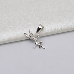 Pendentif ange féerique en argent S925, fait à la main, avec incrustation de perles 7-8 mm, accessoires de bricolage, plateau vide, bijoux en acier inoxydable 608 - Product Image 2