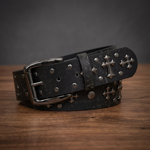 Ceinture en cuir de vachette de style européen vintage B.S INTERNATIONAL, boucle à ardillon en acier, carrée, écologique, imperméable, résistante - Product Image 1