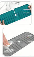 Tapis anti-gouttes en silicone pour évier de cuisine, auto-drainant, incliné, avec ouverture de robinet réglable pour salle de bain et évier de bar