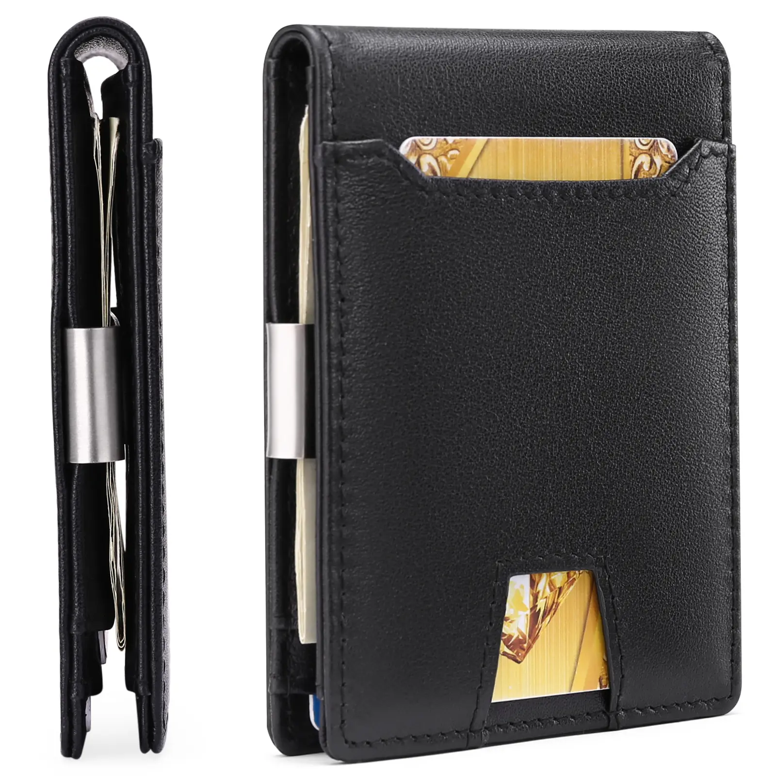 Cartera delgada con clip para dinero de fibra de carbono para hombre, cartera minimalista delgada para hombre, Tarjetero con clip para dinero Delgado