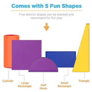Struktur Permainan Blok Busa Lembut Memanjat & Merangkak Anak-anak 5 Potong untuk Perkembangan Anak, Koordinasi Warna, Keterampilan Motorik