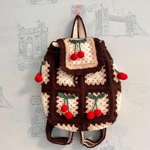 Bolso de Ganchillo Vintage EFANBEANIE Tejido a Mano de Spandex/Poliéster con Diseño de Cereza, Abuela, Cuadros y Girasol, Accesorios de Moda Bonitos - Product Image 2