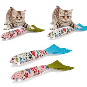 Commercio all'ingrosso pesce realistico tela interattiva gatto farcito giocattolo interattivo per la pulizia dei denti Catnip giocattolo interattivo - Product Image 1