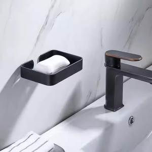 Porte-savon mural moderne en acier inoxydable noir avec support d'angle pour salle de bain - Product Image 4