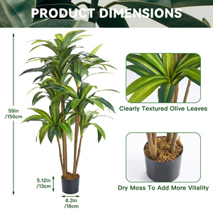 Árbol de Dracaena Artificial en Maceta, Planta Tropical Realista con Ramas Flexibles, para Interiores, Decoración para Acción de Gracias, Navidad, Bodas y Hogar - Product Image 2