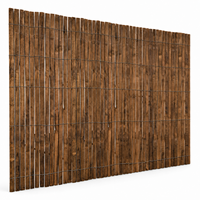 Panneau de clôture en bambou carbonisé naturel, clôture de jardin en bambou enroulable, écran d'intimité extérieur, lattes durables traitées thermiquement