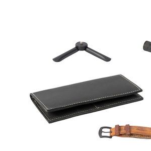Custom Leather Black Card <b>Holder</b> Fold Closure Unisex - Product Image 4