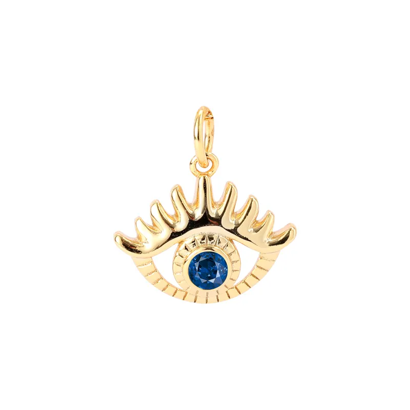 Wholesale Fashion Cheap High Quality 925 Sterling Silver Gold Plated Blue Evil Eye Zircon Pendant Jewelry