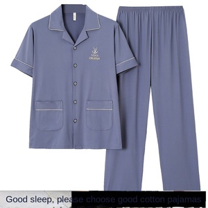 <span class=keywords><strong>Pyjama</strong></span> d'été fin à manches courtes et pantalon pour <span class=keywords><strong>homme</strong></span>, motif dessin animé, ensemble de maison pour papa d'âge moyen et jeune - Product Image 4