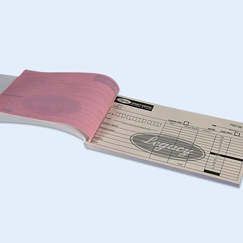 Customized Printing Receipt deposit Book With 3 layers