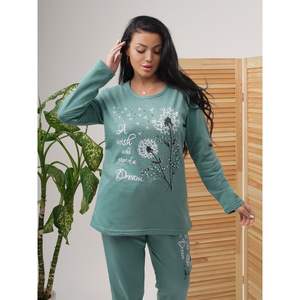 Conjunto de Pijama de Felpa 100% Algodón para Mujer, Cintura Elástica, Personalizable, Sostenible, Transpirable, Cálido, Pantalones de Suéter, Venta al Por Mayor - Product Image 1