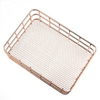 Panier de rangement multifonction carré en métal, design ajouré en fil métallique, pour la maison et le bureau - Cosmétiques, masques faciaux, bol à fruits