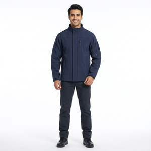 OEM Wholesale Men's Softshell Windbreaker Plus Size <b>Fleece</b> <b>Lined</b> Waterproof <b>Jacket</b> Solid Color Hiking with Stand Collar - Product Image 1