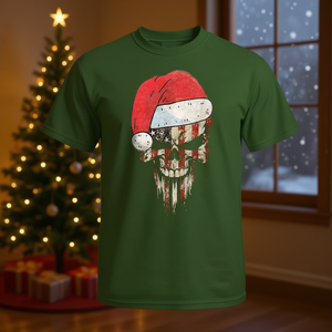 <b>Christmas</b> Santa Vintage Skull T-<b>Shirt</b> Men's Graphic <b>Tee</b> Holiday Gift - Product Image 3