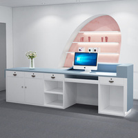 Bureau de réception en bois minimaliste moderne personnalisé pour hôtel centre commercial Salons de beauté Soins des ongles Magasins de vêtements Écoles Bars
