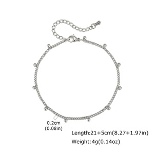 Non-Tarnish Women's 18K <b>Gold</b> Plated Stainless Steel <b>Anklet</b> Waterproof Beach Bracelet for Wedding - Product Image 2