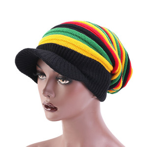 Visor <span class=keywords><strong>Rasta</strong></span> Slouchy Jamaica Marley Reggae Cap Rastafari Dreadlocks Tam Roots African Knit <span class=keywords><strong>Rasta</strong></span> Visor Hat para mujer - Product Image 1