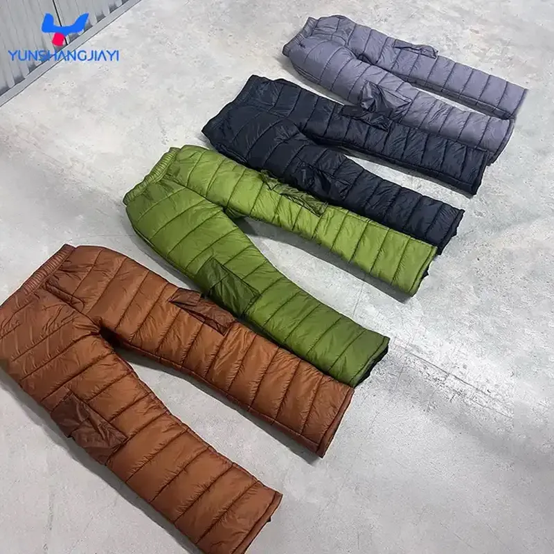 Ysjy Tùy Chỉnh Màn Hình In Lỏng Lẻo Dày Baggy loe Quần Bong Bóng Nylon Hàng Hóa Mùa Đông Quần Người Đàn Ông