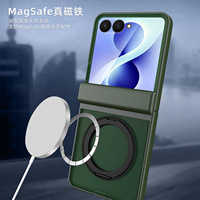 Casing HP Huanmin Flip 8 Ungu PC dengan Ring Magnetik dan Stand untuk Ponsel Lipat Samsung