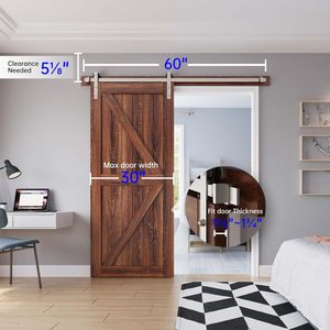 Kit de Herrajes Modernos para Puertas Correderas de Granero con Cierre Suave, de Aleación de Aluminio, 6.6 Pies, Negro Mate, para Puertas Interiores, Baño y <span class=keywords><strong>Cocina</strong></span> - Product Image 4