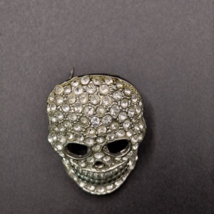 Épinglette en alliage de zinc plaqué <span class=keywords><strong>nickel</strong></span> de haute qualité, incrustée de cristaux, motif squelette, pour festival rock, concert, club, souvenir - Product Image 4