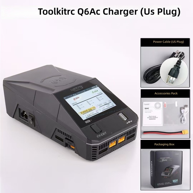 Q6AC Lipo Battery 1-6S DC1000W 15A Multifunctional 4-Channel FPV Charger for RC Models