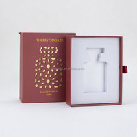 Boîte à parfum rose poudré de luxe avec design de flacon découpé au laser |   Boîte cadeau personnalisée pour flacon de parfum de 50 ml