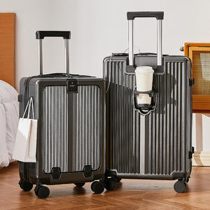 Valise à roulettes Yongsheng 20 pouces à ouverture frontale avec serrure, roues pivotantes à 360 degrés, couleur unie, bagage de voyage unisexe - Product Image 5