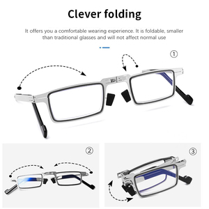 <strong>Mini</strong> Metal Folding <strong>Reading</strong> <strong>Glasses</strong> Small Square Portable Foldable Blue Light Blocking Folding <strong>Reading</strong> <strong>Glasses</strong> With Case - Product Image 3