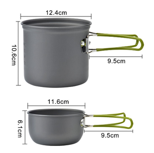 1-2 Người Ngoài Trời Đi Bộ Đường Dài Dã Ngoại <span class=keywords><strong>Cookware</strong></span> <span class=keywords><strong>Set</strong></span> Titan Nhôm Du Lịch Nấu Ăn Cắm Trại Nồi Bộ - Product Image 1