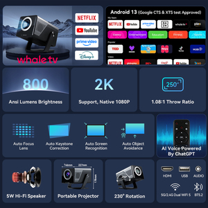 Mini projecteur portable X7AA avec <span class=keywords><strong>batterie</strong></span> rechargeable, projecteur WiFi 5G pour <span class=keywords><strong>iPhone</strong></span> Android, idéal pour les voyages en plein air et les fêtes - Product Image 3